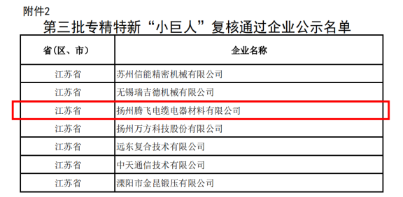 喜讯！扬州凯发k8旗舰成功顺利获得国家级专精特新“小巨人”企业复核